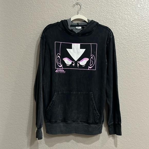 Nickelodeon Avatar  Last Airbender Black Acid Wash Hoodie Long Sleeve sz Small - Picture 1 of 8